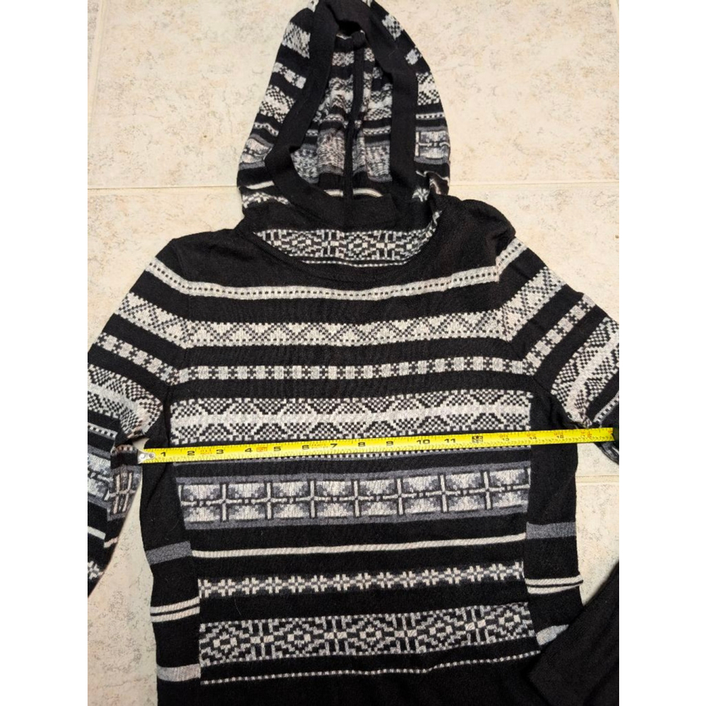 Women's Smartwool Dress XS Black Gray Patterned Hooded Sweater Dress - Picture 4 of 5